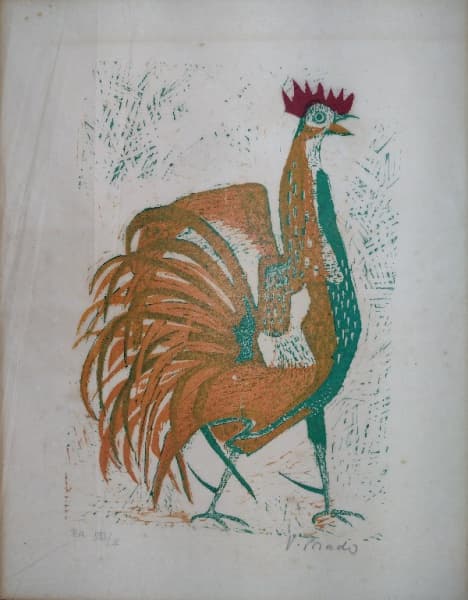 VASCO PRADO - Galo - xilogravura P/A VIII/X - ass.inf.dir - 30x20 cm. — Vasco Prado