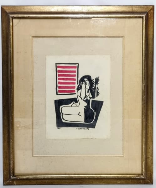 DI CAVALCANTI (RIO DE JANEIRO, 1897 - 1976) - Lindíssimo e autêntico desenho executado finamente em técnica mista sobre cartão, representando linda mulata riquíssima em movimentos e colorações com finos traços do renomado artista. Assinada e datada de 1964. Mede 22,5 x 29,5 cm. Enquadrada em moldura de madeira da época com vidro para conservação da obra medindo 54 x 64 cm. Perfeito estado de conservação. NOTA SOBRE O ARTISTA: Emiliano Augusto Cavalcanti de Albuquerque Melo (Rio de Janeiro, 6 de — Di Cavalcanti