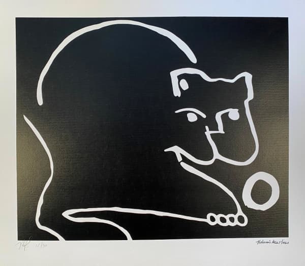 Aldemir Martins. Gato preto com bola, gravura tiragem 15/90, medidas 44x50cm, edição do Estúdio Aldemir Martins, sem moldura.31 — Aldemir Martins