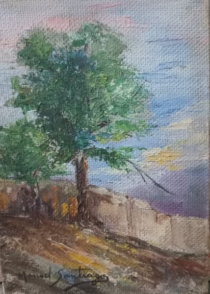 MANOEL SANTIGO - "Paisagem" - O.S.T. - 22 x 16 cm - a.c.i.e e verso — MANOEL SANTIGO