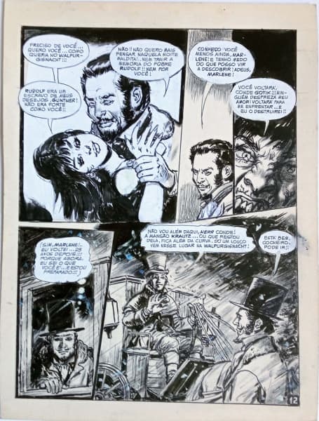 RODOLFO ZALLA - Raro desenho original feito à nanquim - Página 12 do gibi "Gotik: O Caçador de Demônios: A Noite em Walpurgis" - Datado em 2015. — RODOLFO ZALLA