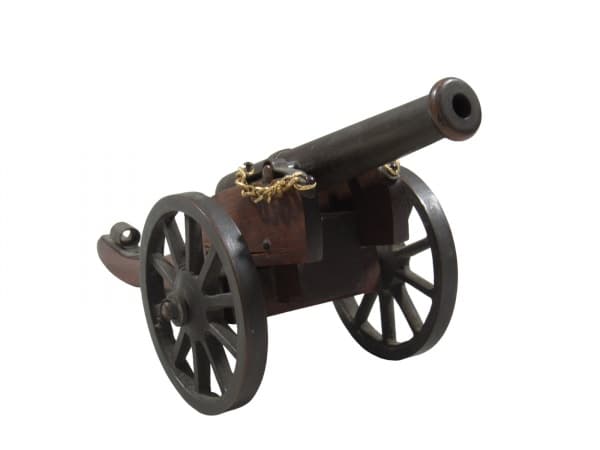 BRONZE, Canhão em miniatura confeccionado em bronze e madeira. Medidas 12 x 27 x 11 cm — BRONZE