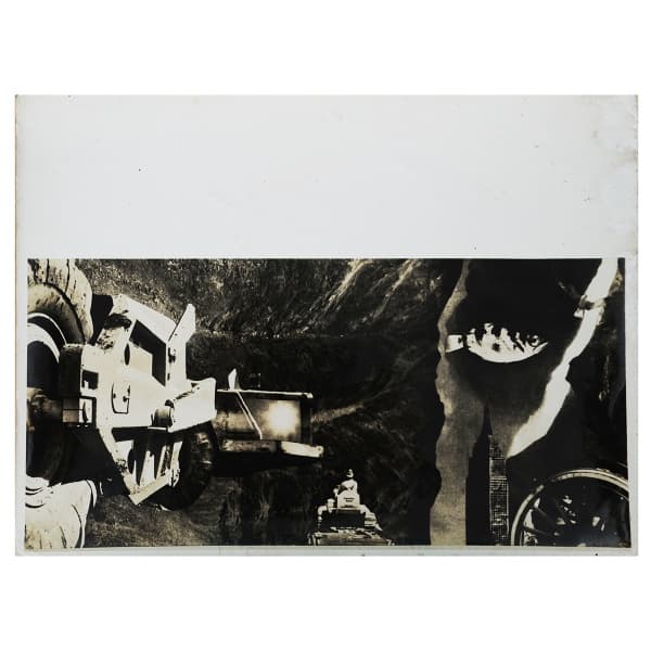 ATHOS BULCÃO (1918 2008) - Raríssima fotomontagem, Trator, década de 50. Medidas: 18 x 24 cm. Nota sobre o artista: Athos Bulcão (Rio de Janeiro RJ 1918 - Brasília DF 2008) Pintor, escultor e arquiteto. Em 1939, abandona o curso de medicina para dedicar-se à pintura. Apresentado por Murilo Mendes (1901 - 1975) ao casal Vieira da Silva (1908 - 1992) e Arpad Szenes (1897 - 1985), frequenta o ateliê deles na década de 1940. Em 1945, trabalha como assistente de Candido Portinari (1903 - 1962) na con — Athos Bulcão