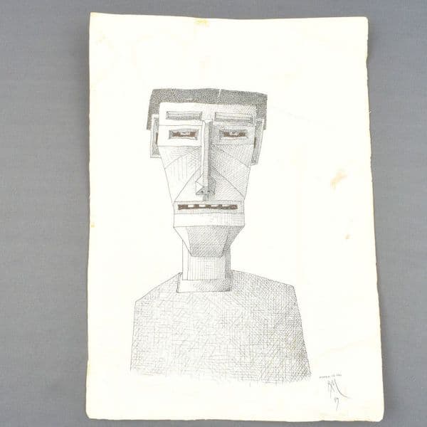 ROBERTO MAGALHÃES (1940) `Homem de pau`, nanquim – 50 x 35 cm . Assinado e datado 1898. Não companha moldura. — Roberto Magalhães
