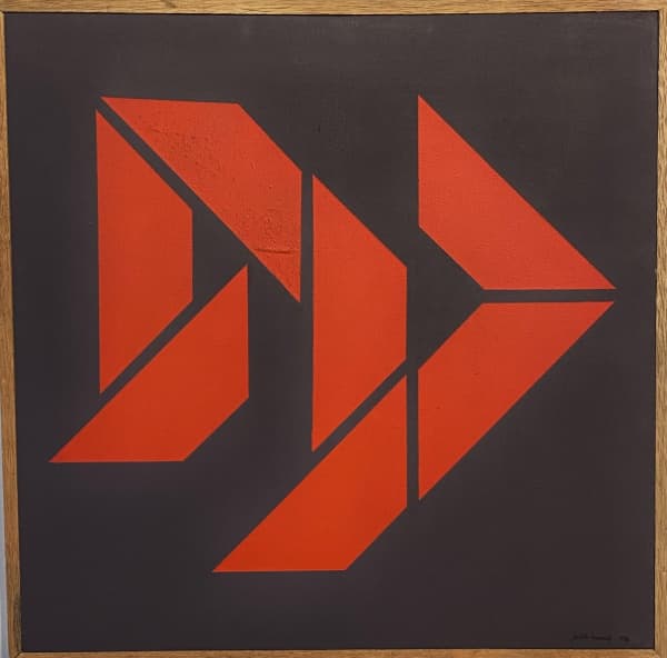 JUDITH LAUAND - ACRÍLICA SOBRE TELA. ASSINADO E DATADO 1976 CID E VERSO . MEDIDAS: 50 CM X 50 CM APRESENTA UM DISCRETO RASGO . MOLDURA ESTILO BAGUETE — Judith Lauand