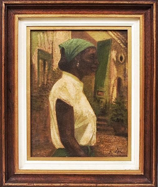 ALFREDO VOLPI - Mulher. Óleo sobre tela. Assinado no canto inferior direito e datado em 1930. Medidas: 35 x 27 cm. — Alfredo Volpi