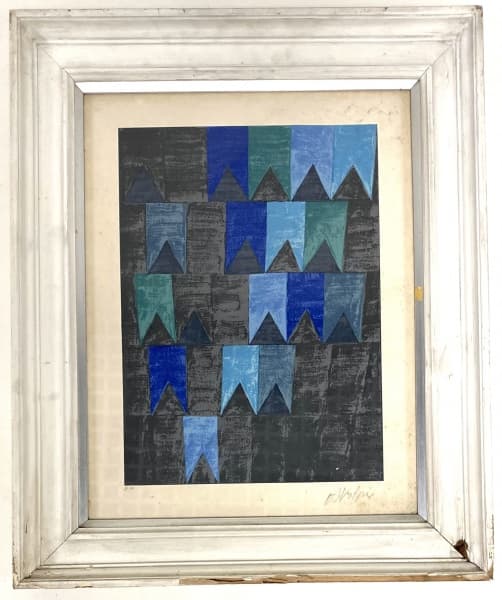 ALFREDO VOLPI - P.A.- Tema bandeirinhas. Gravura com moldura em madeira.. Med. 32 x 23 cm — Alfredo Volpi