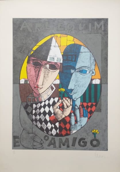 INOS CORRADIN - Arlequim e o Amigo - Serigrafia 25/60 - 70 x 50 cm - a.c.i.d. — Inos Corradin