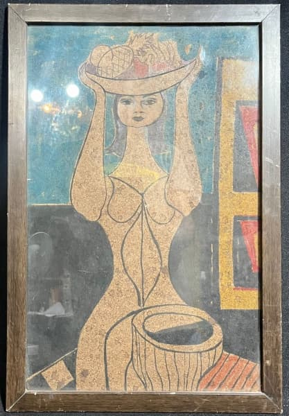 DI CAVALCANTI, Emiliano (1897, Rio de Janeiro, RJ - 1976) - "Dama Com Frutas" técnica mista, A.C.I.D. Med 45x30 cm. (Com moldura). Obs: sem expertise não garantimos autenticidade. — Di Cavalcanti