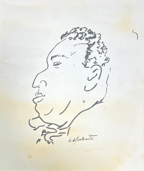 DI CAVALCANTI, Emiliano (1897, Rio de Janeiro, RJ - 1976) - "Figura" nanquim, A.C.D. Med 33x30 cm. Obs: Ausência de moldura, apresenta manchas, sem expertise não garantimos autenticidade. — Di Cavalcanti