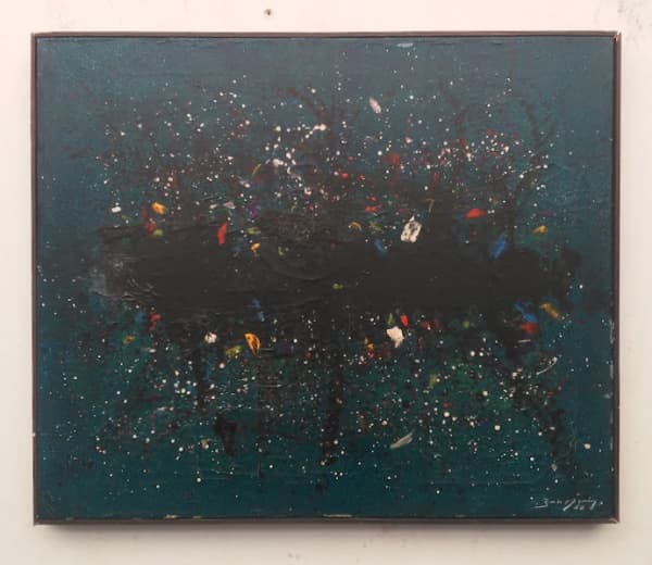 ANTONIO BANDEIRA - OST ASSINADO E DATADO 66 NO CID . MEDIDAS : 46 CM X 55 CM . MOLDURA ESTILO BAGUETE ( APRESENTA DISCRETA DE PERDA DE MATERIAL , VIDE FOTOS ANEXAS ) — Antônio Bandeira