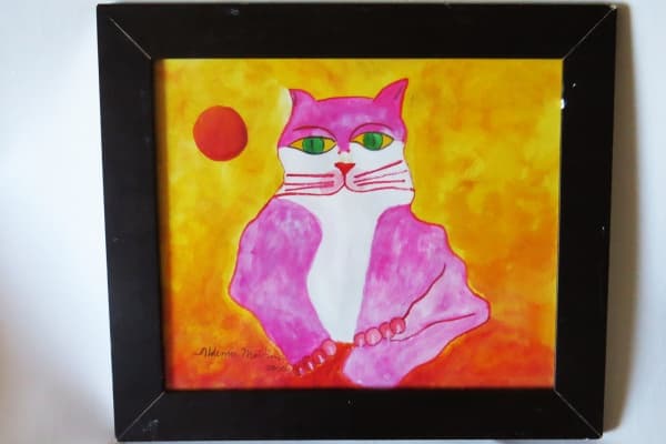 ALDEMIR MARTINS - Belo quadro do ano 2000, Na tec. ASC colado em Eucatex do artista ALDEMIR MARTINS , com linda policromia. Dimensões: C/ mold. 46 x 40 cm e S/ mold. 38 x 32 cm - PINTURA PEREFITA - OPORTUNIDADE — Aldemir Martins