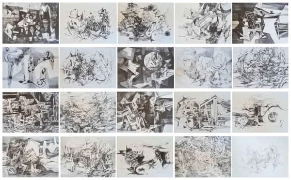 ROBERTO BURLE MARX - O interior da matéria JOAQUIM CARDOZO - desenhos e poemas Album com assinaturas ao final 45x35x4 cm — Roberto Burle Marx