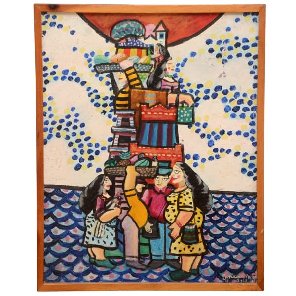 INÁCIO DA NEGA (Surubim, PE 1945) - Arte Popular Brasileira. Figuras. Óleo s/ tela. 50 x 40 cm (MI). 52 x 42 cm (ME). Pintor. Estudou na Escola de Belas Artes de Recife. — INACIO DA NEGA