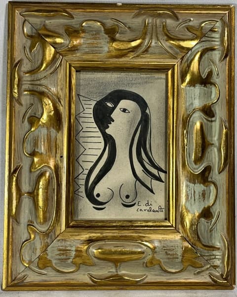 DI CAVALCANTI, Emiliano (1897, Rio de Janeiro, RJ - 1976) - "Nu Feminino" nanquim, A.C.I.D. Med 28x23 cm. (Com moldura). Obs: sem expertise não garantimos autenticidade. — Di Cavalcanti