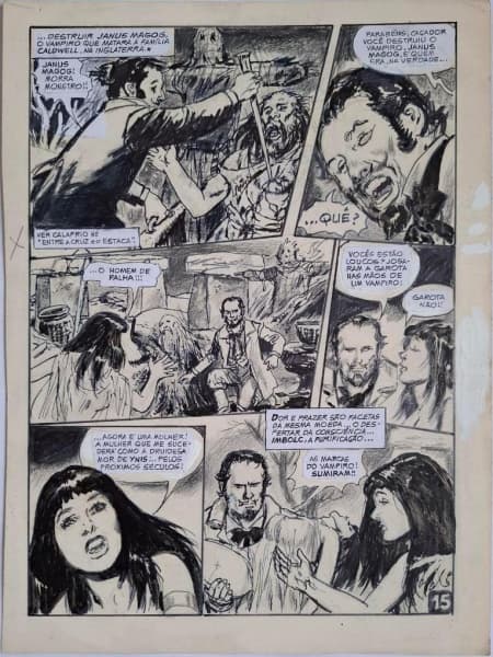 RODOLFO ZALLA - Raro desenho original feito à nanquim - Página 15 do gibi `Gotik: O Caçador de Demônios: Entre a Cruz e a Estaca` — RODOLFO ZALLA