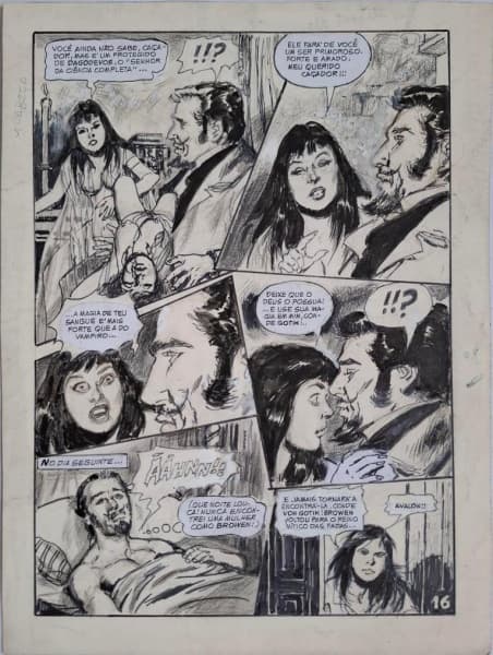 RODOLFO ZALLA - Raro desenho original feito à nanquim - Página 16 do gibi `Gotik: O Caçador de Demônios: Entre a Cruz e a Estaca` — RODOLFO ZALLA