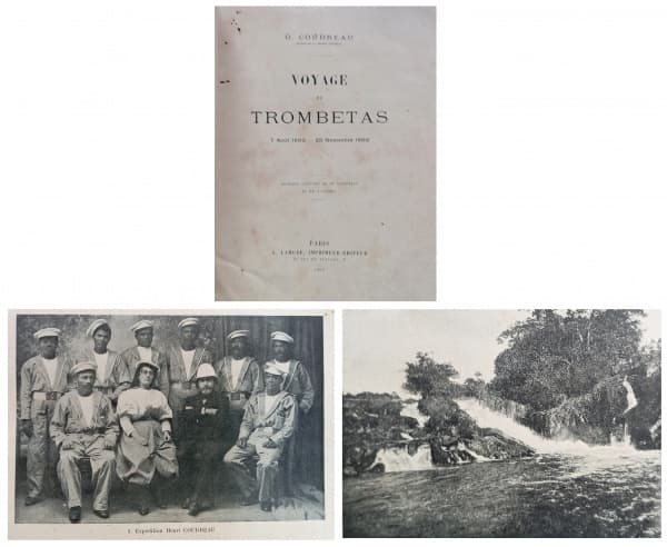 COUDREAU, Henri. VOYAGE AU TROMBETAS. Paris: A. Lahure, 1900. ILUSTRADO COM UM MAPA DESDOBRÁVEL E GRAVURAS EM P&B. Livro em estado regular de conservação; páginas amareladas em função do tempo; encadernação antiga, com desgastes em função do tempo e do manuseio. 158 pp. Texto em francês. — COUDREAU