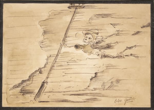 OSWALDO GOELDI (1895 - 1961) "Espantalho", aguada, 16,5 X 24 cm, assinado no c.i.d. — Oswaldo Goeldi