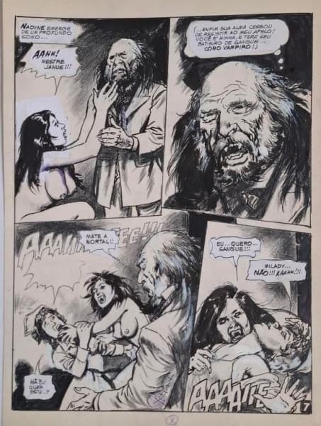 RODOLFO ZALLA - Raro desenho original feito à nanquim - Página 07 do gibi GOTIK: O CAÇADOR DE DEMÔNIOS. — RODOLFO ZALLA