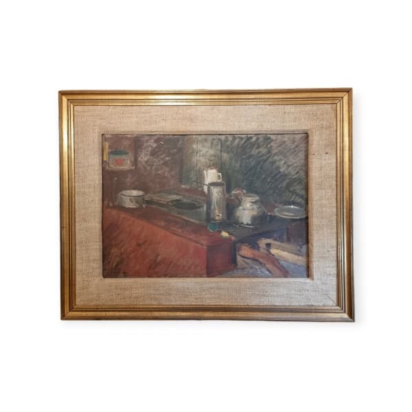 EMERIC MARCIER (1916-1990) - Composição com Objetos / Óleo sobre Tela / Assinado CIE / Datado 1953 / Med. Obra 50 x 73 cm - Med. Moldura 77 x 88 cm — Emeric Marcier