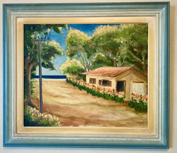 HUGO BURNETT - "Paisagem com Casa" - OST medindo 80X70cm (com moldura). Assinado no CID. — HUGO BURNETT