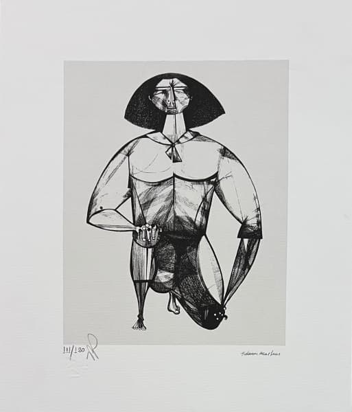 ALDEMIR MARTINS, ''Indio'' Serigrafia 111/120, medindo 35 x 30 cm, assinado no canto inferior direito (Sem Moldura) — Aldemir Martins