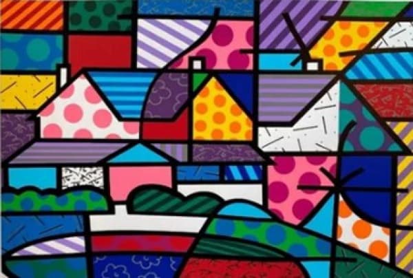 ROMERO BRITTO, ''Casa'' Serigrafia 219/300, medindo 50 x 70 cm, assinado no canto inferior direito (Sem Moldura) — Romero Britto