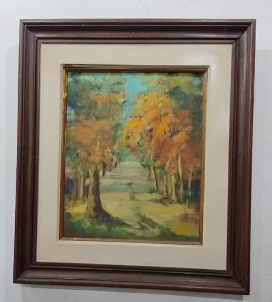 ASSINATURA NÃO IDENTIFICADA - "Paisagem" O.S.T, assinado, datado de 1984. Med 62x70 e 47x39 cm. — Assinatura Não Identificada