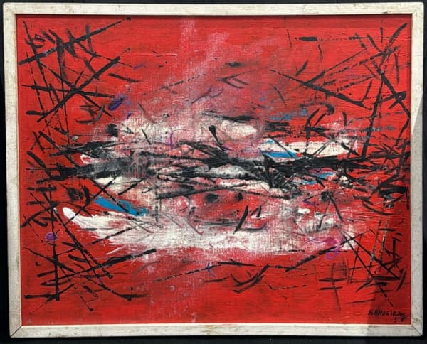 ANTONIO BANDEIRA (Fortaleza, 26 de maio de 1922 - Paris, 6 de outubro de 1967) "Composição" O.S.T, A.C.I.D, datado de 1958. Med 42x52 cm (Com moldura) . Obs: Sem expertise não garantimos autenticidade. — Antônio Bandeira