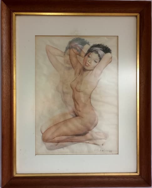 Hilda Matos. Desenho assinado, datado 1983 e emoldurado. 41 cm x 28 cm. — Hilda Matos