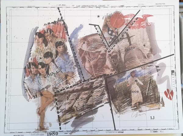 WESLEY DUKE LEE, Mapa 752, Lito-offset impresso em papel Vergê 180 grs, medidas 37 cm x 50 cm. Integrou o álbum do artista CARTOGRAFIA ANÍMICA, datado de 1980. Em todas gravuras estão estampadas a SERPENTE e a ÁGUIA, que para o Artista são símbolos diretos das forças terrestres e aéreas, do espírito e da matéria. — Wesley Duke Lee
