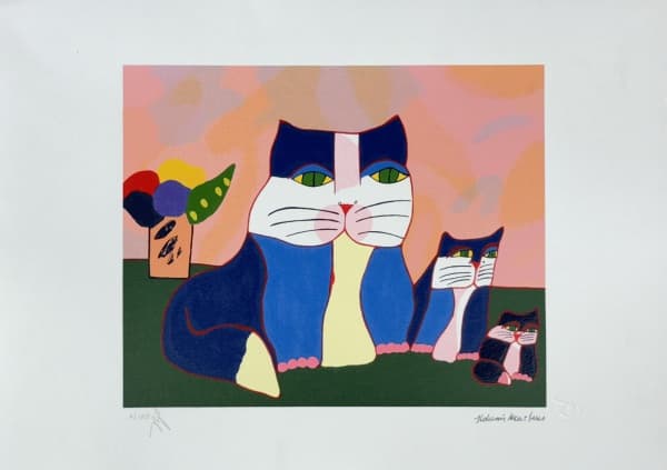 ALDEMIR MARTINS (1922-2006). "Gatos", serigrafia a cores 7/100. 36 x 51. Assinado na chapa no c.i.d. (SEM MOLDURA). — Aldemir Martins