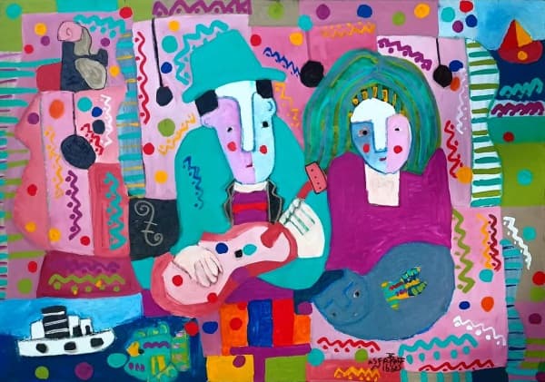 JAVIER A. NIBBES - "Composição Musical" - O.S.T. - 70 x 100 cm - Assinado frente e verso. — JAVIER A. NIBBES