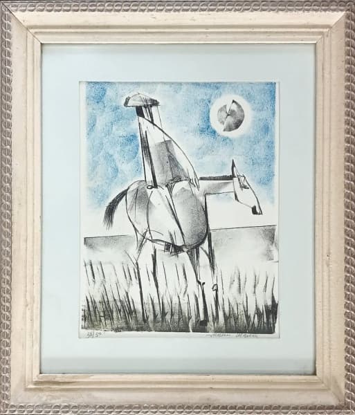 ALDEMIR MARTINS, Cangaceiro, litografia, 46 x 35cm (imagem), 75x65cm (com a moldura), assinada pelo artista, numerada 38/50. — Aldemir Martins