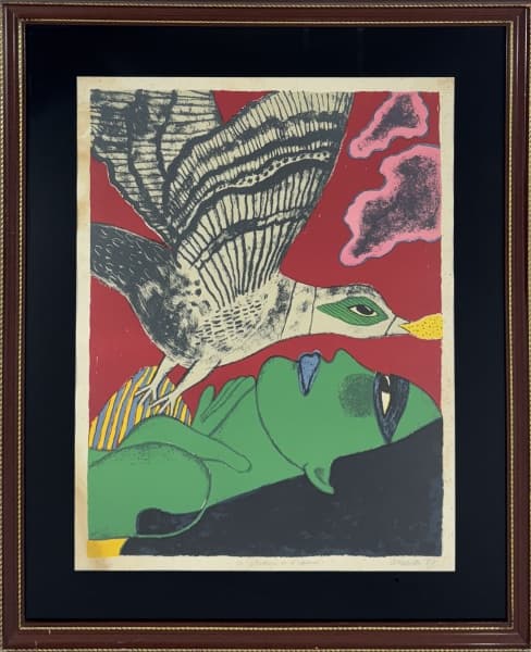 CORNEILLE GUILLAUME BEVERLOO (1922-2010). "O esplendor do pássaro", serigrafia à cores 9/100. 75 x 57. Assinado e datado (1987) no c.i.d. (Apresenta fungos nas laterais). — CORNEILLE GUILLAUME BEVERLOO