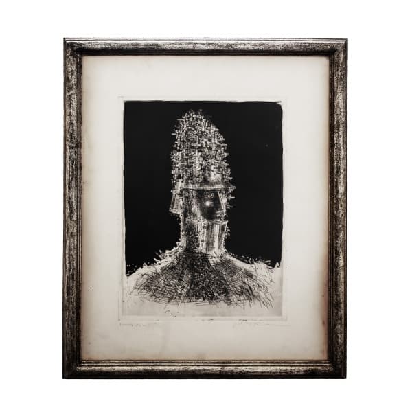 MARCELO GRASSMANN (São Simão, SP, 1925 - São Paulo, SP, 2013) "Guerreiro", litografia sobre papel, medindo 53,5 cm por 43 cm, a.c.i.d., numerada "Prova do Artista". — Grassmann