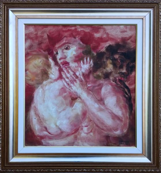 Chalita 1930/2010 - Quadro óleo sobre tela, série ''Do Paraíso'', medindo 45x50cm, com moldura, ano 1983. Pierre Gabriel Najm Chalita foi uma figura multifacetada e de grande importância para a cultura do Nordeste brasileiro, artista completo (pintor, escultor, desenhista) e um intelectual brasileiro. Sua pintura era intensamente expressiva, enquanto sua formação como arquiteto permitiu-lhe restaurar importantes patrimônios alagoanos e fundar uma instituição de arte duradoura. — Chalita