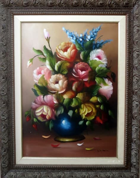 Núbia Dantas - Quadro óleo sobre tela, medindo 50x70cm, com moldura. Floral. — Núbia Dantas