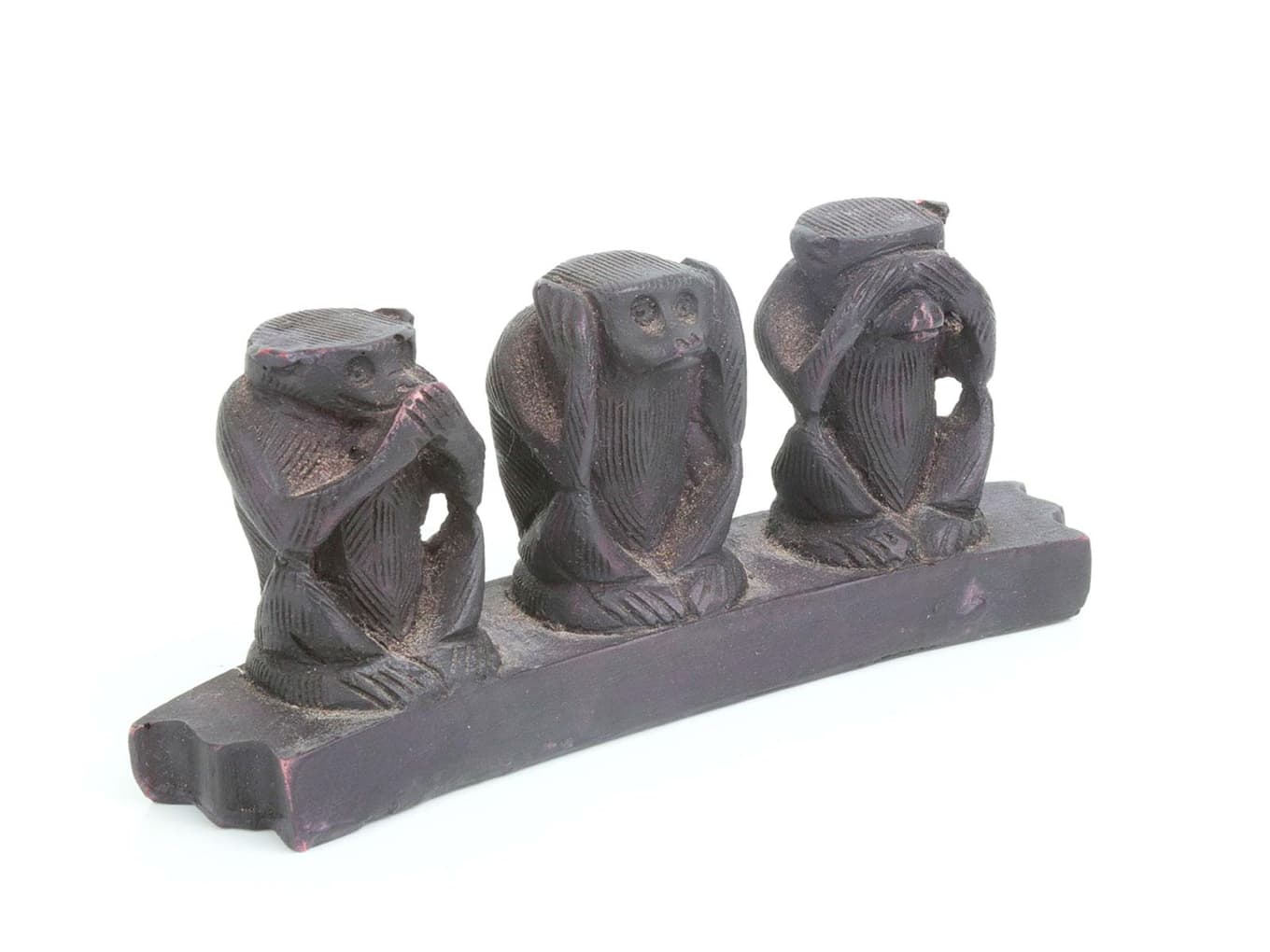 ESTATUETA PEQUENA COM 3 MACACOS EM RESINA - 6X16CM — ESTATUETA PEQUENA COM 3 MACACOS EM RESINA - 6X16CM
