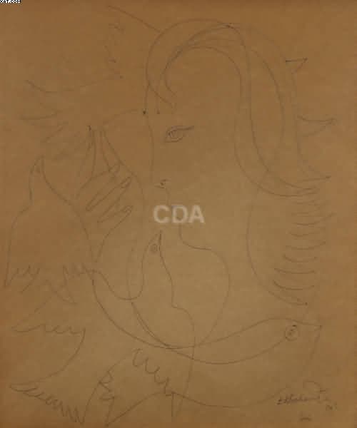 Ivette com Pássaros — Di Cavalcanti, 1963