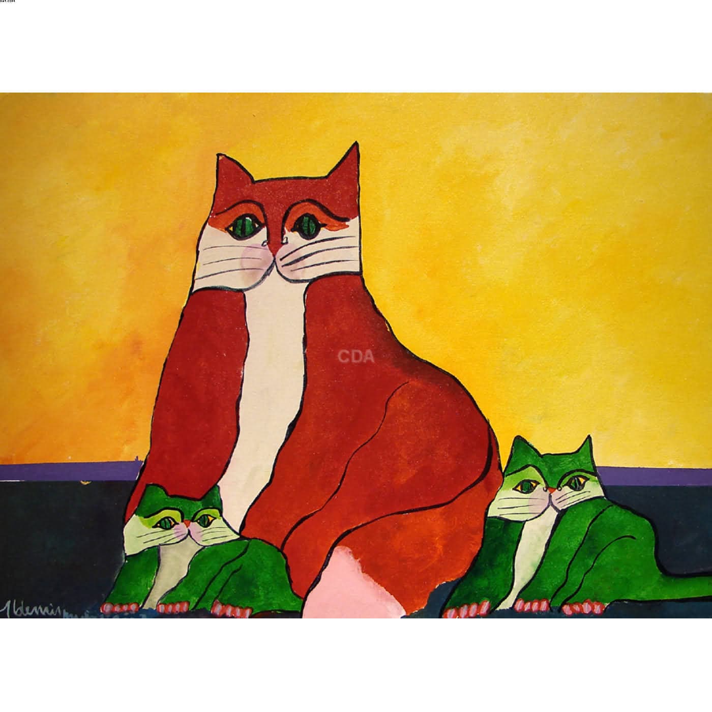 Gata vermelha com filhotes — Aldemir Martins, 2003