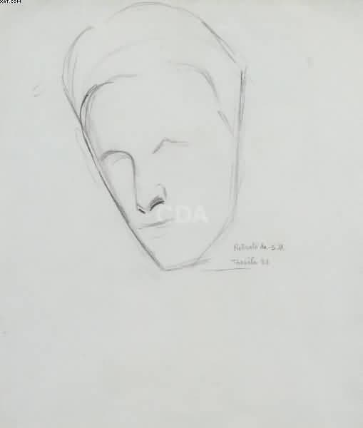 Estudo de Retrato Azul (Sérgio Milliet) — Tarsila do Amaral, 1923