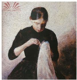 Pictures of pigment, Young girl sewing, after Vilhelm Hammershoi — Vik Muniz, 2006