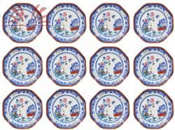 Conjunto de doze pratos octogonais em porcelana Cia das Índias — Não identificado