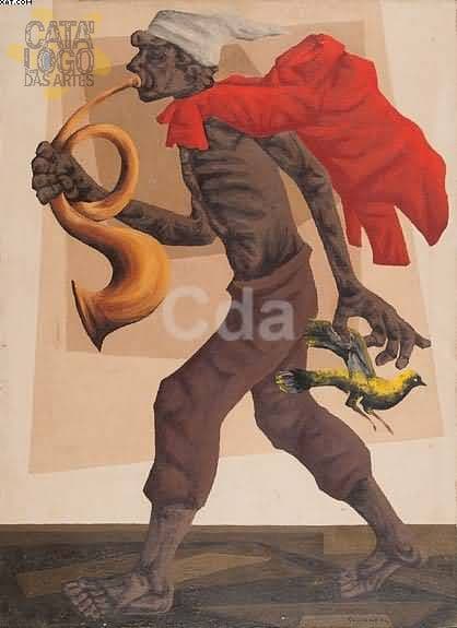 Músico com pássaro — Clóvis Graciano, 1972
