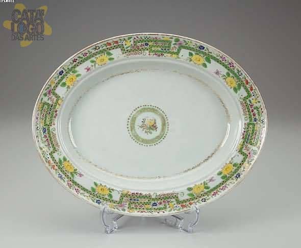 Elegante travessa de porcelana Cia das Índias — Não identificado