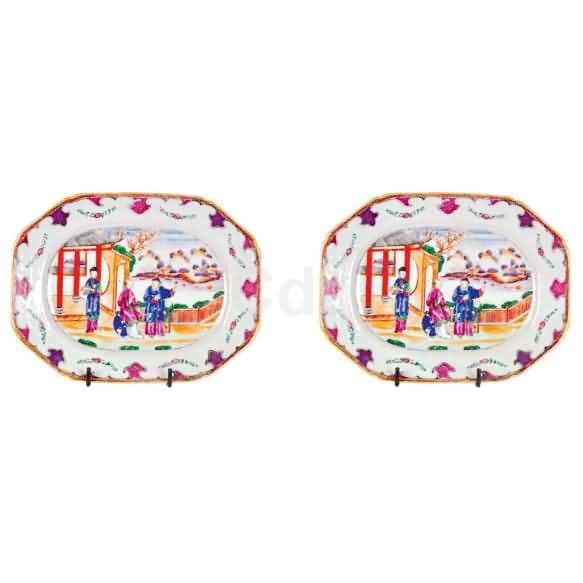 Par de travessas de porcelana — Não identificado