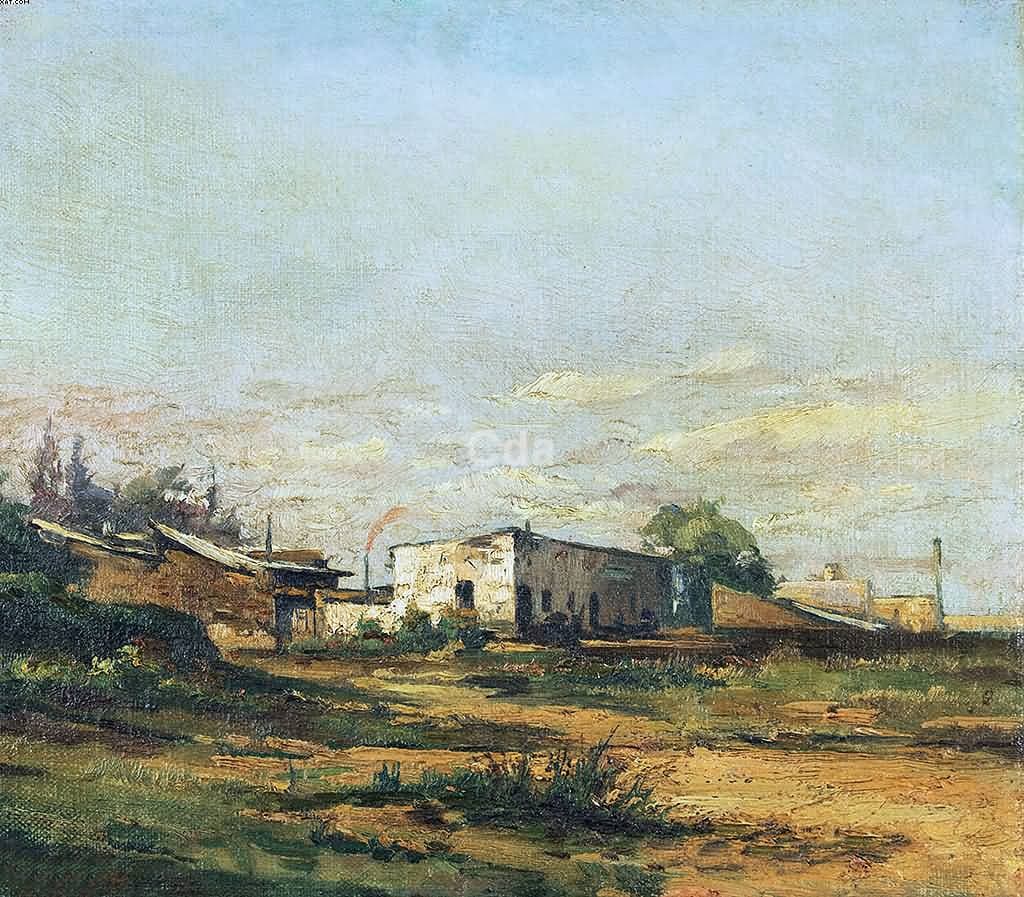 Trecho de Paisagem com Edificações - SEM ASSINATURA — Giovanni Battista Castagneto, 1888