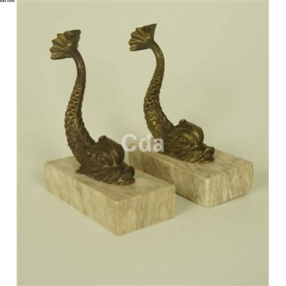 Par de Bookends com base em mármore — Não identificado